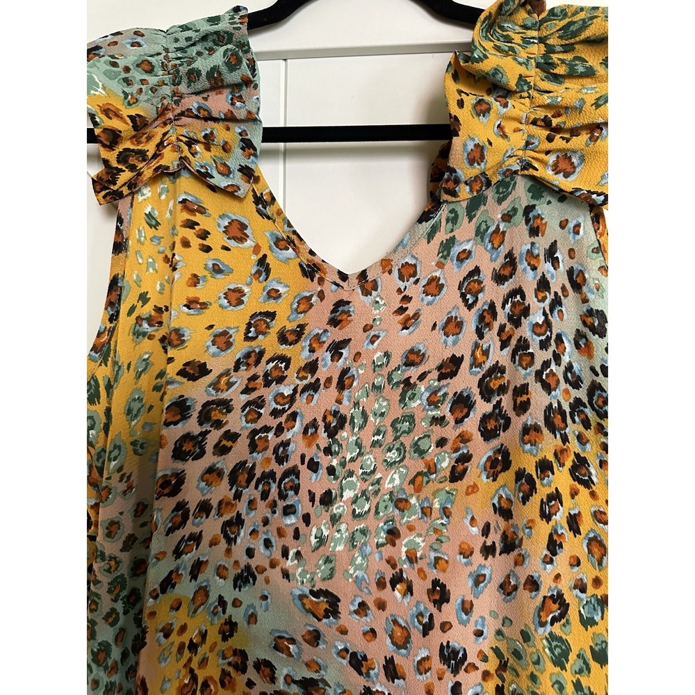 Jodifl Multi /Animal Print‎ Ruffled Shoulder Straps Side Slits Maxi Dress Med